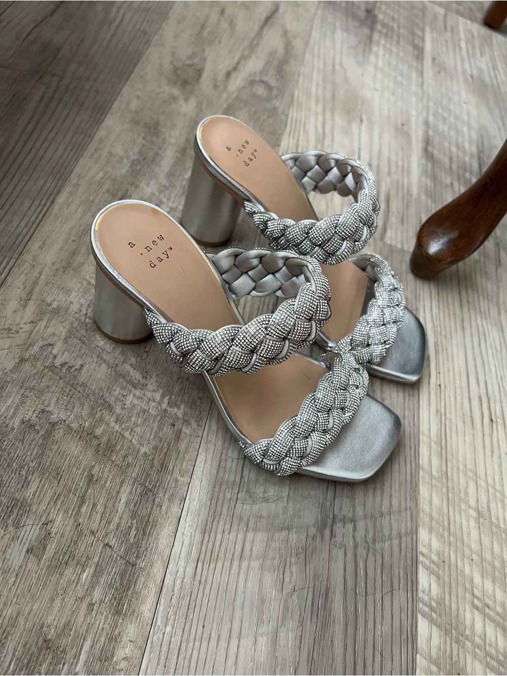 A new day women’s rhinestone silver strappy heels